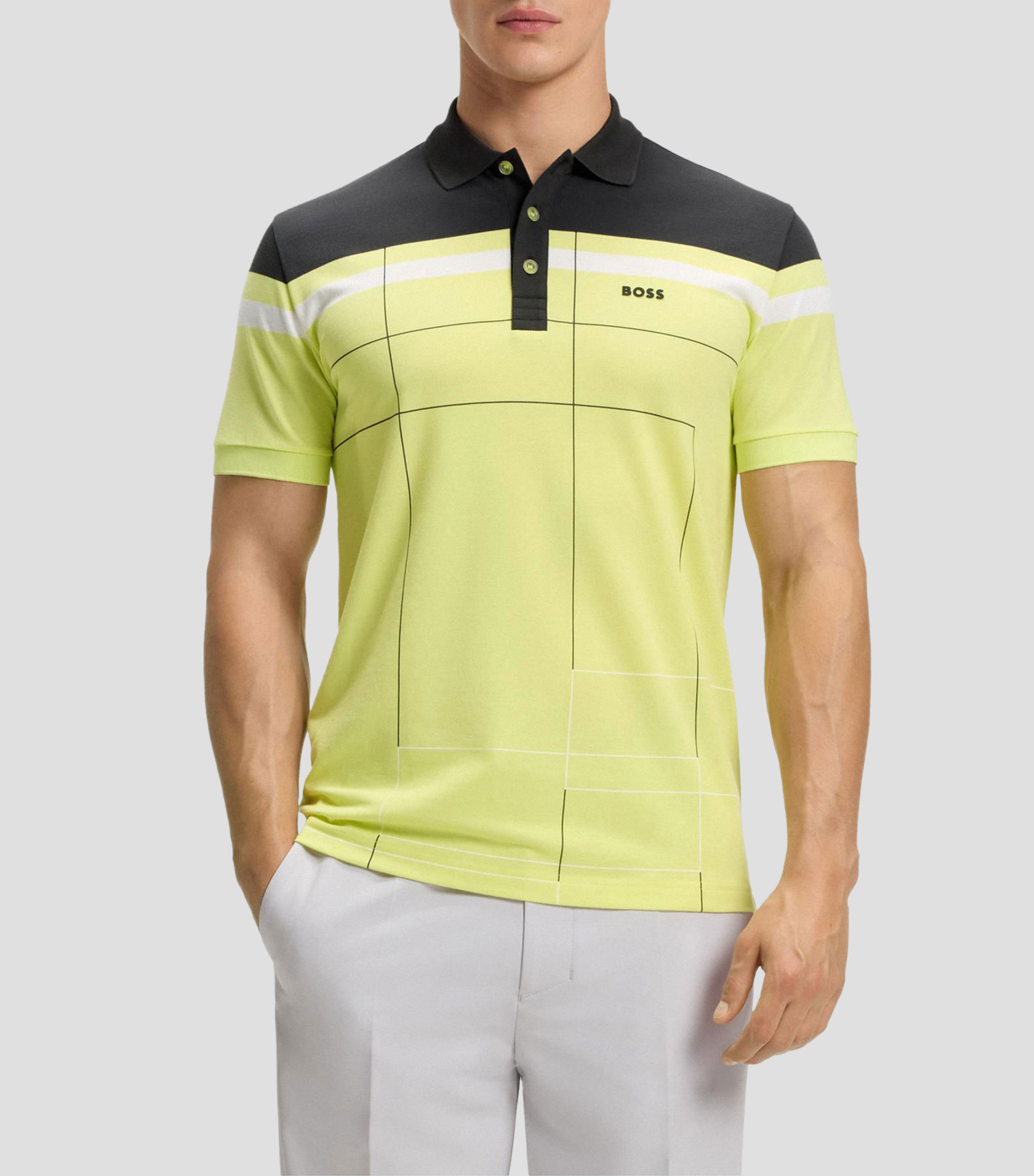 Polo slim fit de algodón elástico con secado rápido Hombre